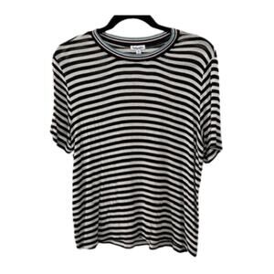 Splendid  Black and White Stripe Ringer Tee Medium